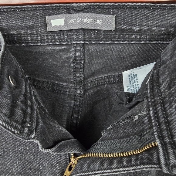 LEVI'S 505 Straight Leg Raw Hem Jean Pants Black Denim Womens Size 8 - Picture 11 of 15